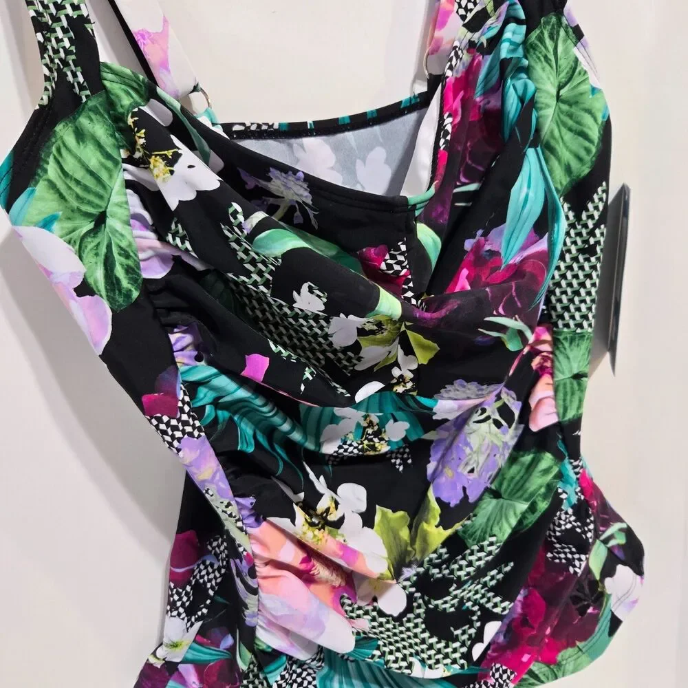 Hapari Halter Tankini Women Melbourne Tankini Top Sz M‎ 8-10 Scoop Tropical READ